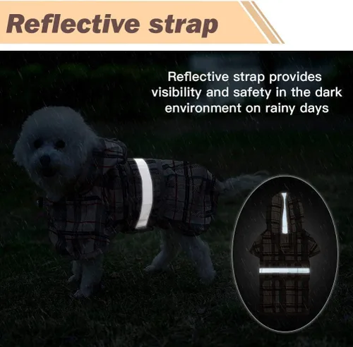 Vista 2 de KOOLTAIL Impermeable para Perros con Capucha Chubasquero Poncho con Agujero para Correa, Impermeable para Perros Pequeños y Medianos, Chaqueta