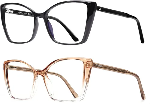 Vista 17 de Gafas de Bloqueo de Luz Azul para Mujeres, de Gran Tamaño con Estilo Ojo de Gato para Computadora y Videojuegos Antirreflejos y Anti-UV RF6204 Verde