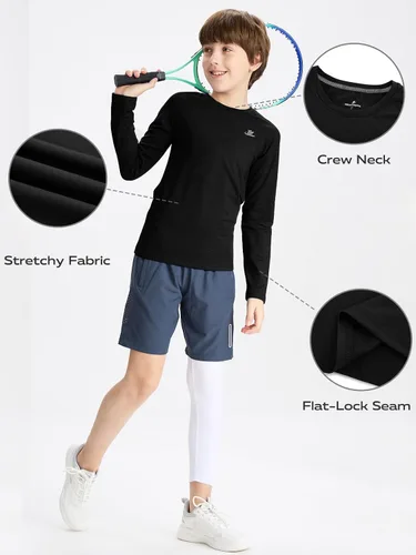 Vista 5 de Devoropa - Camiseta de compresión para niños pequeños, camiseta de fútbol y béisbol de manga larga, camiseta interior deportiva de secado rápido