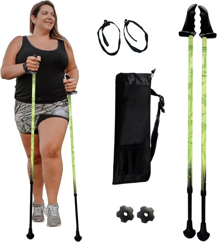 Vista 33 de York Nordic Bastones de senderismo motivadores grandes y altos para equilibrio y rehabilitación, 2 piezas, fuertes bloqueos de botón, patas de goma