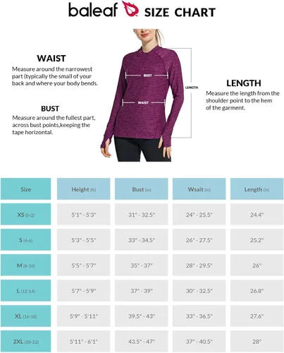 Vista 7 de BALEAF Camisas de secado rápido para mujer, manga larga, para correr, senderismo, entrenamiento, UPF50+ SPF