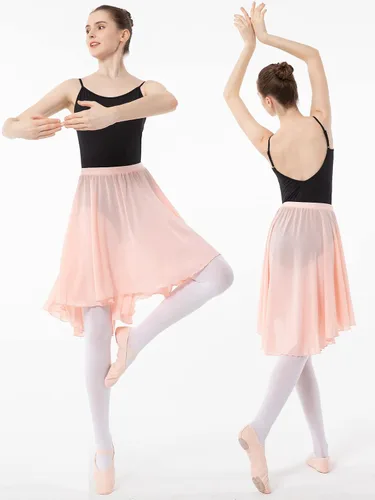 Vista 5 de PLIKSUVER Falda cruzada de ballet para mujer, falda de baile de gasa con cintura elástica para mujeres, niñas y adultos
