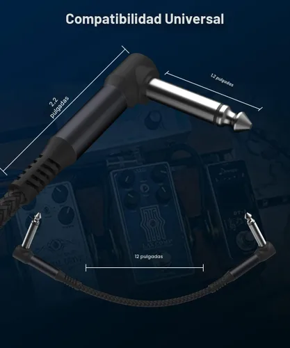 Vista 5 de Elebase Cables de parche de guitarra de 12 pulgadas, paquete de 3 Negro