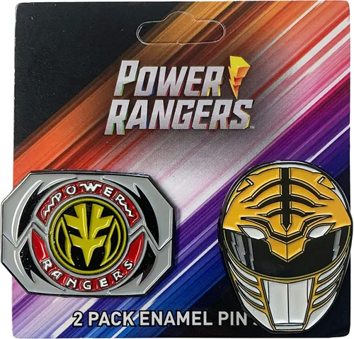 Vista 2 de Power Rangers Juego de 2 pines esmaltados con licencia oficial de Tommy White Ranger