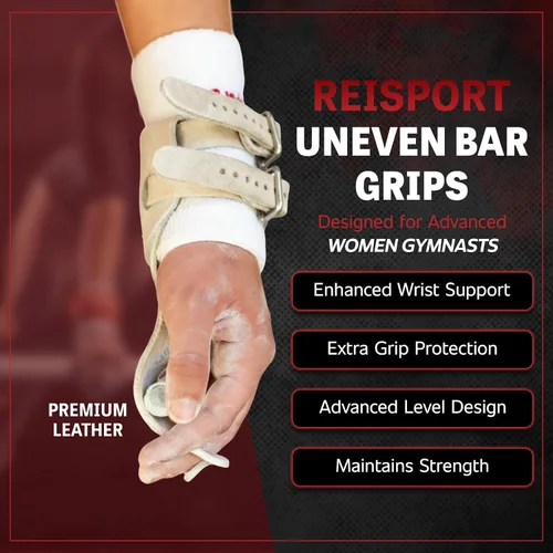 Vista 2 de Reisport Puños de gimnasia para hombre, de cuero duradero, para anillos de gimnasia para hombres y niños, equipo de gimnasia y accesorios