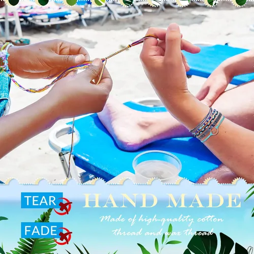 Vista 4 de Yinkin 36 Piezas Pulseras Bohemias de Surfista para Tobillo para Mujeres Impermeables Unisex Étnicas para Tobillo para Mujeres y Hombres Hechas a