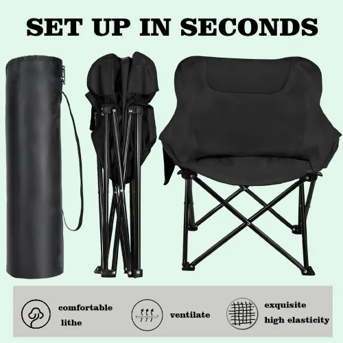 Vista 4 de Silla de camping portátil – Sillas plegables de alta resistencia, plegable, resistente, plegable, ligera, compacta, para campamento al aire libre