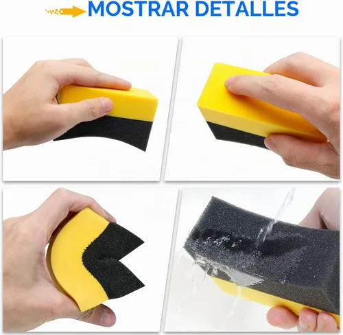 Vista 4 de 6 piezas de esponja aplicadora de brillo para neumáticos, almohadillas aplicadoras de apósito para neumáticos, esponja de pulido