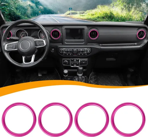 Vista 11 de Hoolcar – Anillo para ventilación de aire acondicionado interior, accesorios compatibles con Jeep Wrangler JL JLU y Gladiator JT 2018-2023, aleación