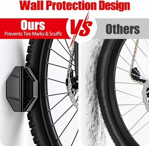 Vista 3 de Soporte de pared para bicicleta, paquete de 2 estantes verticales