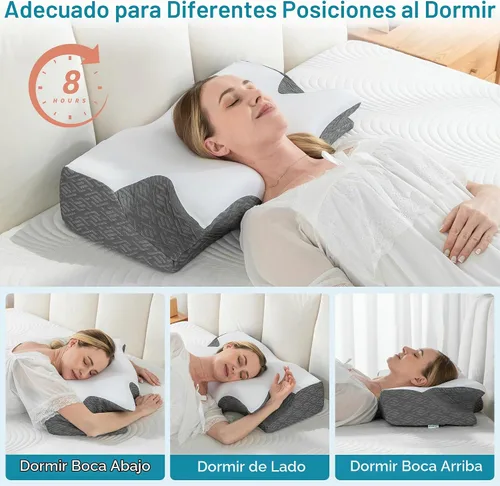 Vista 8 de Elviros - Almohada cervical de espuma viscoelástica con funda de almohada extraíble