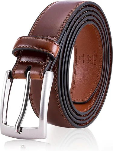 Vista 20 de MILORDE Cinturón de vestir de cuero genuino para hombre, hecho a mano, 100% cuero de vaca, diseños clásicos y modernos para trabajo, negocios y uso