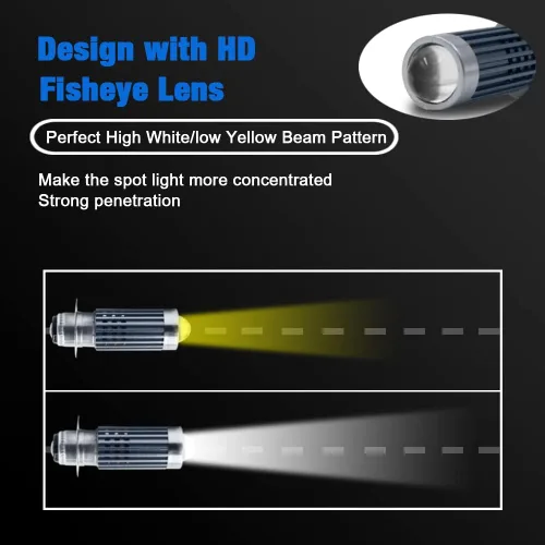 Vista 3 de YSY 1 unidad 10000 lm H4 LED Moto HB2 9003 HS1 Bombillas LED para faros de motocicleta con lente CSP, luz blanca y amarilla, lámpara Hi Lo, Gris