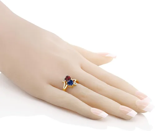 Vista 5 de Gem Stone King Anillo de compromiso de oro amarillo de 10 quilates personalizado y personalizado para construir tu propia piedra natal de 2 piedras