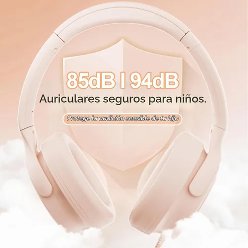 Vista 2 de ADOOPE - Auriculares para niños con cable, conector de 3,5 mm, control de volumen seguro de 85/94 dB, micrófono incorporado, auriculares para Beige