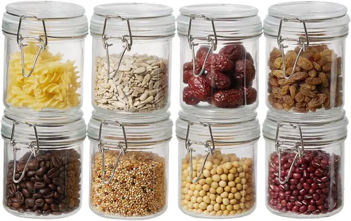 Vista 12 de Tarros de vidrio para almacenamiento de alimentos de 1 galón con tapas herméticas, juego de 1 – Recipientes transparentes con cierre de clip