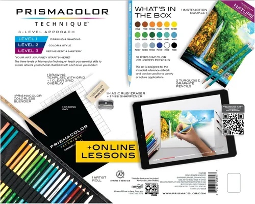 Vista 6 de Prismacolor Técnica, suministros de arte y lecciones de arte digital, juego de dibujo de naturaleza, nivel 3, aprende a dibujar con lápices