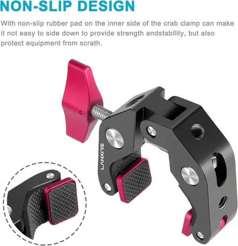Vista 6 de Soporte de micrófono Super Clamp con tornillo de 1/4 a 5/8 pulgadas, compatible con micrófonos o accesorios de fotografía, carga máxima de 4.4