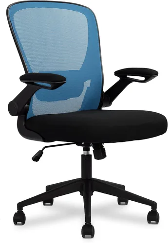 Vista 10 de Silla de oficina en casa, silla de escritorio ergonómica con soporte lumbar ajustable y reposabrazos abatibles, silla de computadora de malla