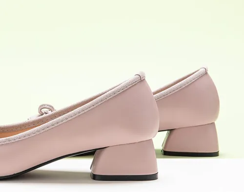 Vista 3 de C.Paravano Zapatos de tacón bajo con punta cuadrada para mujer Tacones gruesos con punta cerrada Zapatos de tacón bajo de cuero Zapatos de vestir