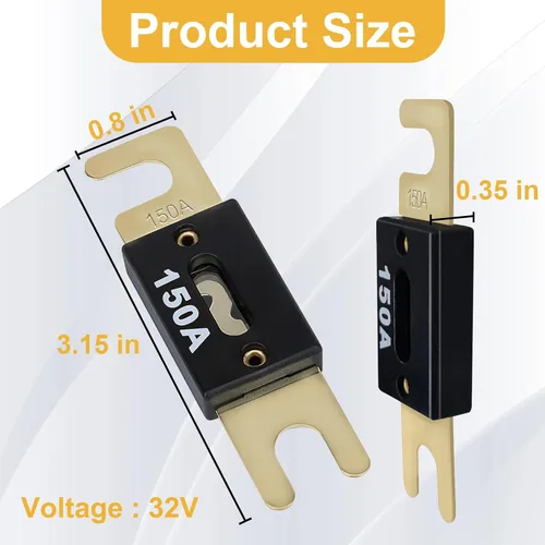 Vista 2 de 3 Fusibles de Cuchilla ANL de 30 Amperios 32VDC, Fusibles para Automóvil, Fusibles Marinos, Fusible en Línea ANL Chapado en Oro Compatible