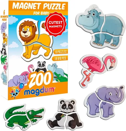 Vista 11 de Imanes de nevera para niños pequeños – magdum – Juego de 85 juegos zoológico + granja + fruta + verdura – Animales magnéticos reales