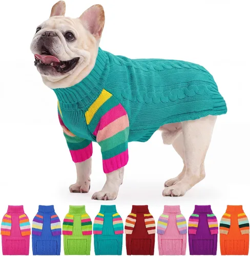 Vista 13 de Suéter XS para perro, suéter de cuello alto con manga para Yorkie Azul