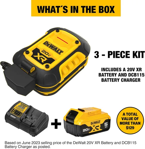 Vista 4 de DeWalt DXAEOBDK Kit de mantenimiento de batería de 1 amperio, 3 piezas con batería XR de 20 V y cargador de batería DCB115