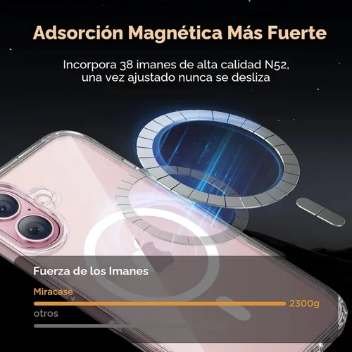 Vista 6 de Miracase - Funda magnética para teléfono 17 (compatible con MagSafe) con protector de pantalla de grado militar, funda mate translúcida antihuellas