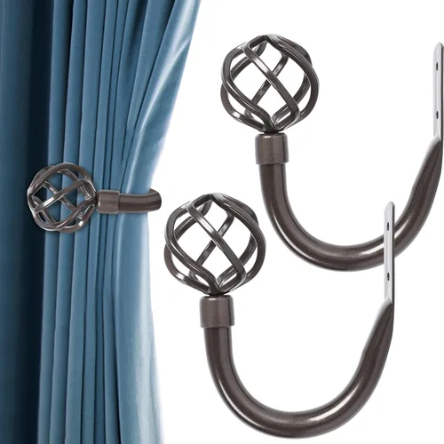 Vista 8 de HIKMLK Sujetadores de cortina de metal hechos a mano 2 piezas, Ganchos sujetadores de cortina decorativos cromados para pared, Soportes laterales