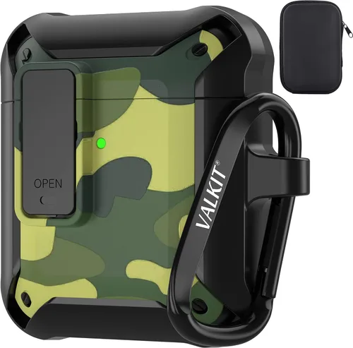 Vista 48 de Valkit Funda para Airpods Pro 2 con cerradura, funda militar de cuerpo completo para AirPod Pro rígida con llavero, funda para Airpods Pro de 2ª/1ª