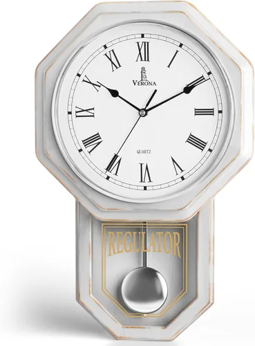Vista 10 de Reloj de pared de péndulo, reloj regulador de madera real, silencioso Madera oscura