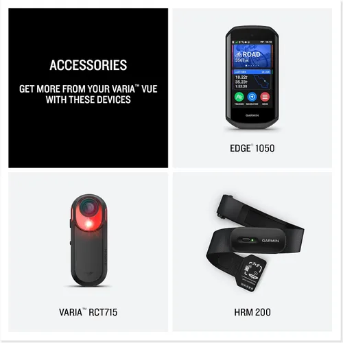 Vista 6 de Garmin Varia™ Vue, Faro de ciclismo y cámara 4k, intensidad de luz de hasta 600 lúmenes, grabación de video nítida, detección de incidentes mientras