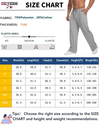 Vista 6 de Deyeek Pantalones deportivos ligeros para hombre, pantalones deportivos con parte inferior abierta para hombre, pierna recta, pantalones