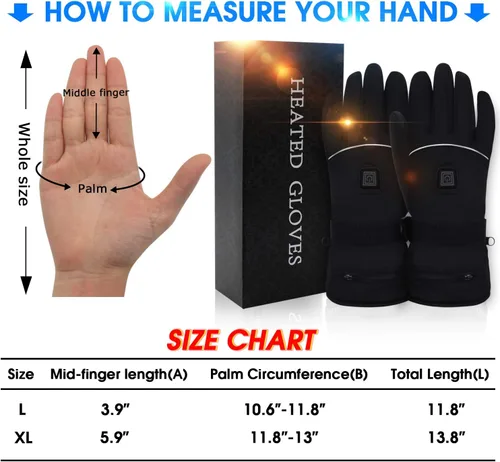 Vista 5 de Autocastle Guantes térmicos para mujeres y hombres, guantes de batería recargable de 7.4 V, guantes de calefacción eléctrica, lavables