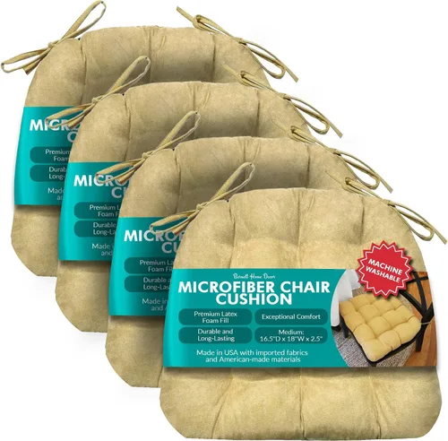 Vista 28 de Barnett Almohadilla para silla de comedor con lazos. Gamuza microfibra, microgamuza, reversible, relleno de espuma de látex, se puede lavar a Negro