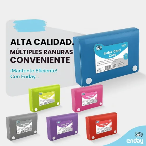 Vista 4 de Enday Tarjetero de índice de 3 x 5, estuche azul para tarjetas de índice con 5 separadores de pestañas, organizador de tarjetas de índice, soporte