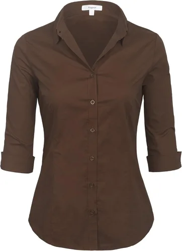 Vista 13 de KOGMO Blusa clásica de vestir con botones y manga 3/4 para mujer (S-3X)