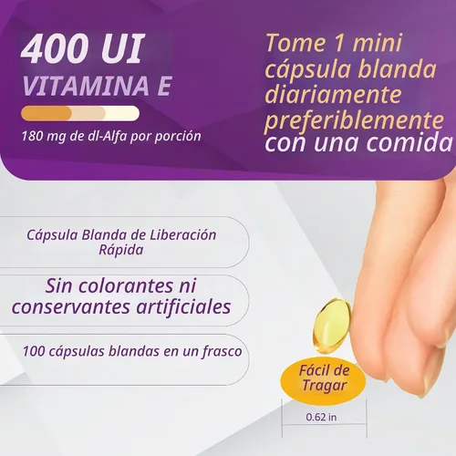 Vista 4 de Prati Donaduzzi Cápsulas blandas de vitamina E, 400 UI, 100