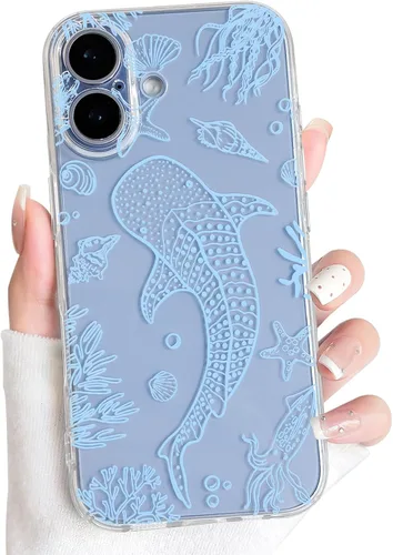 Vista 14 de NITITOP Funda para iPhone 13 Clear Sea Animal - Pez negro Pescado Negro