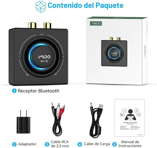 Vista 8 de YMOO B06T3 - Receptor inalámbrico Bluetooth con aumento de voz, soporte para streaming estéreo en el hogar, altavoz de sonido Wireless Audio
