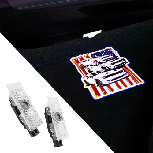 Vista 13 de 2 piezas de luces para puerta de auto con logotipo no desteñido Compatibles con Challenger 2015-presente, lámparas de proyección de luz LED