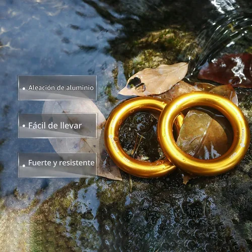 Vista 3 de NewDoar Rappel Ring 25kN Oro Grande O-Ring Cuerda Conector para Escalada Arborista Rescate Hamaca y Slackline