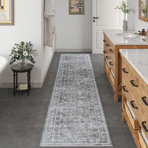 Vista 45 de Rugcomf Alfombra de Entrada de 2'x3' - Patrón Paisley, Tapete para Puerta de Entrada Interior, Floral Vintage, Lavable a Máquina, Alfombra