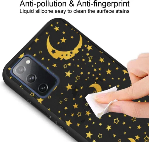 Vista 4 de Compatible con Samsung Galaxy S20 FE/FE 5G/Lite, amarillo de cinco puntas de estrella y luna, lindo patrón a prueba de golpes, antideslizante