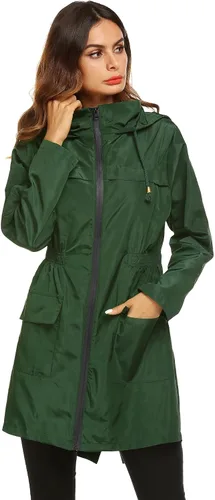 Vista 2 de LOMON Chaqueta ligera impermeable con capucha para mujer, para exteriores
