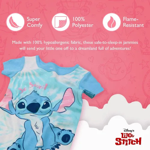 Vista 3 de Disney Conjunto de pijama de algodón de 4 piezas para niña Azul bebé