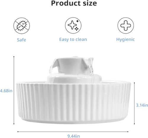 Vista 2 de Fuente de agua de cerámica para gatos, fuente de agua para mascotas con 3 filtros de carbono y 2 bombas de agua, dispensador automático de agua