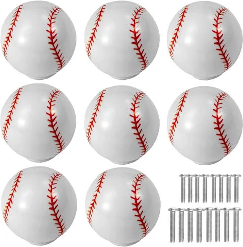 Vista 11 de Pomos de béisbol para aparador, [4 unidades] Perillas de cajón de decoración de béisbol, pomos deportivos de pelota para niños