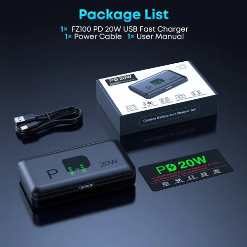 Vista 9 de Cargador de batería NP-FZ100 para Sony, cargador rápido PD 20W USB-C de 2